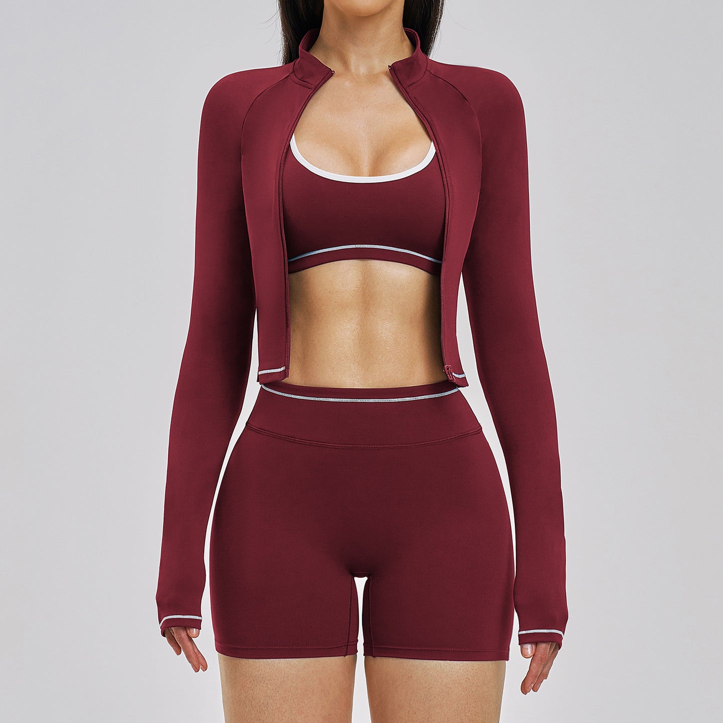 Womens Outdoor Running Fitness Three-Piece Set