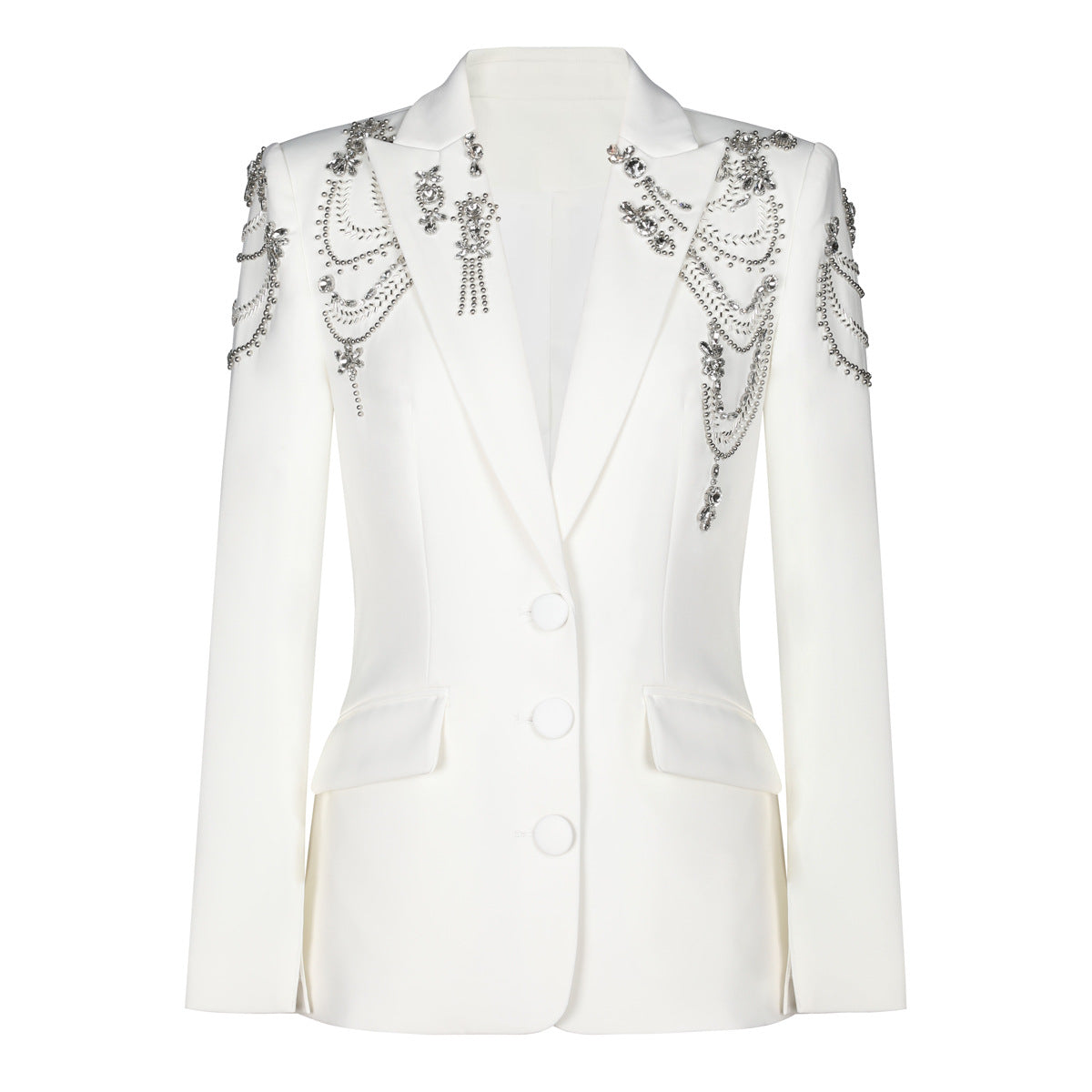 New European And American-style Heavy-Detailed Beaded Blazer Office Commute Top Womens Suit Jacket