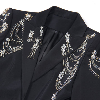 New European And American-style Heavy-Detailed Beaded Blazer Office Commute Top Womens Suit Jacket