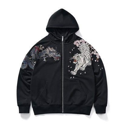 Mens Loose Fit Polyester Embroidered Chinese Style Jacket