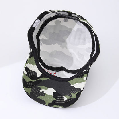 Camouflage Leopard Print Letter Embroidery Rhinestone Trendy Flat-top Baseball Cap Suitable For Outdoor Outings, Travel And Daily Use