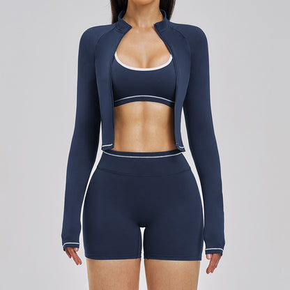 Womens Outdoor Running Fitness Three-Piece Set