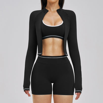 Womens Outdoor Running Fitness Three-Piece Set
