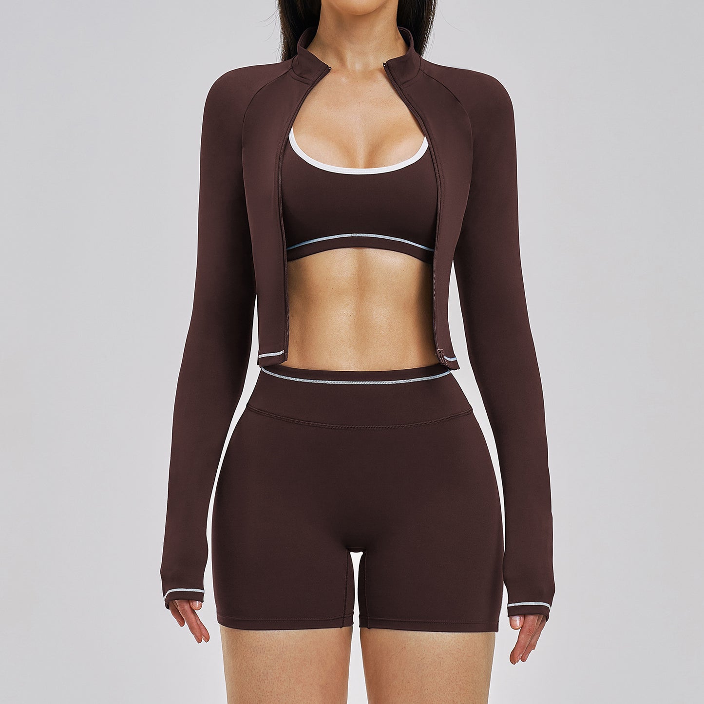 Womens Outdoor Running Fitness Three-Piece Set